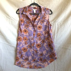 Sheer Floral Button-Up Tank - H&M